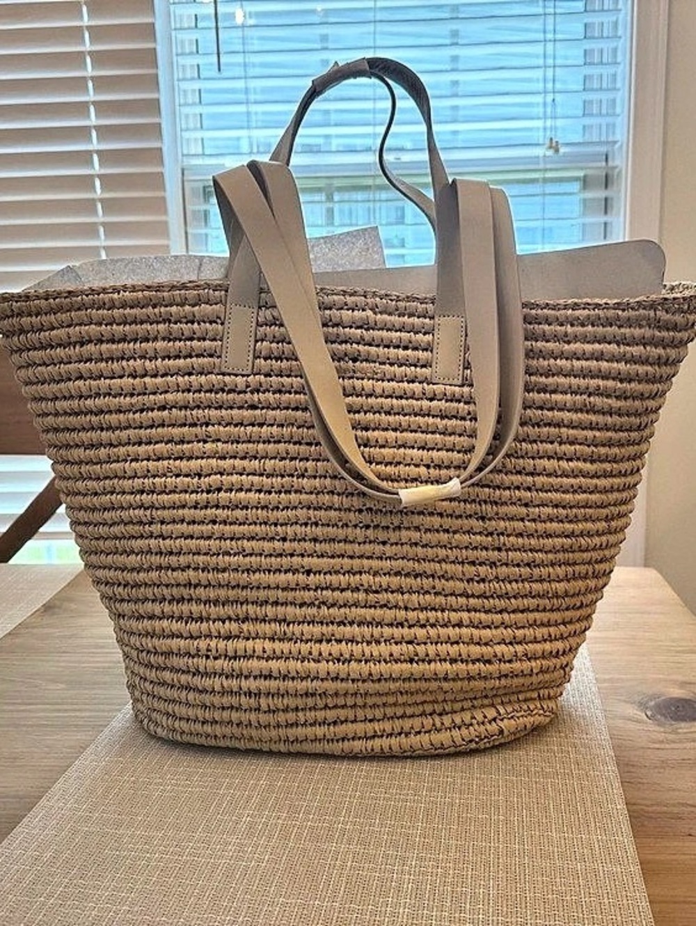 ANINE BING Kai Tote Straw Woven Tote Ivory - Picture 2 of 5